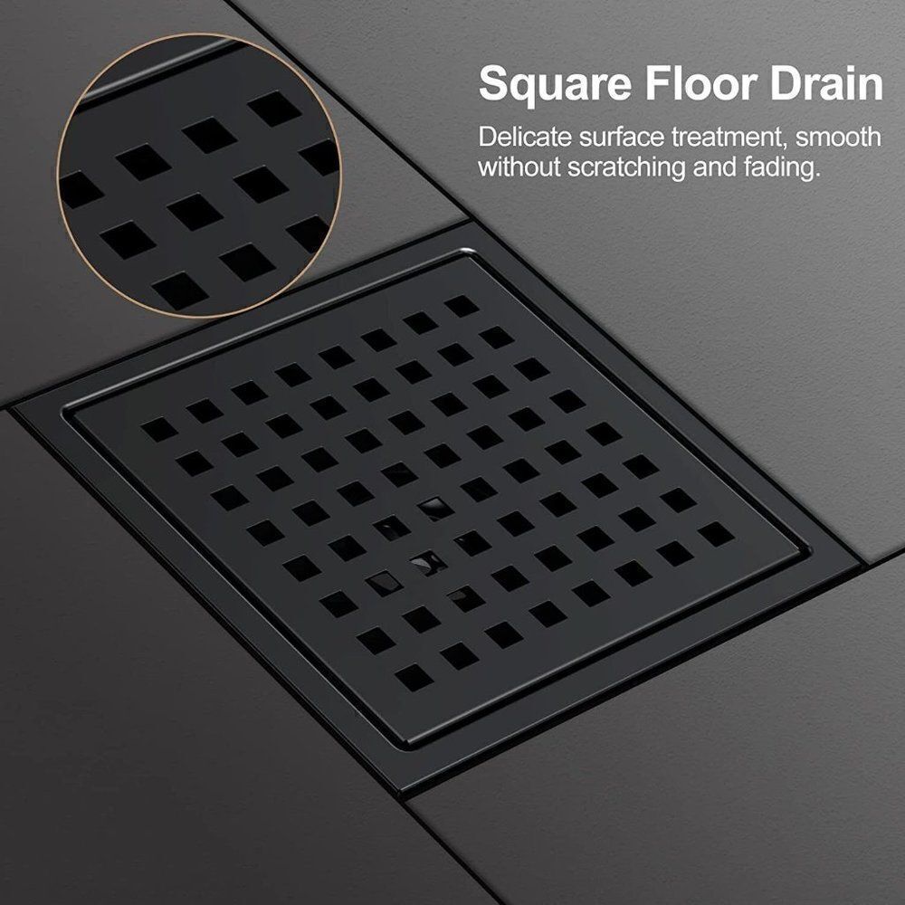 6 INCH Stainless Steel Square Shower Drain with Flange-Shower Floor Drain